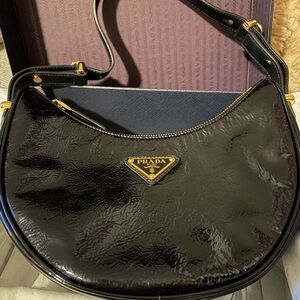Prada Black Patent Leather Shoulder Bag